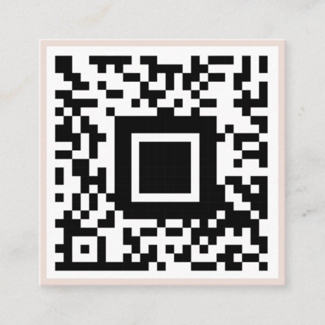 QR Code Initial Minimal Monogram Black and Ivory Square Business Card (Front)
