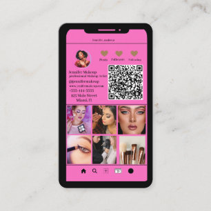QR code Instagram Grid Modern Makeup Artist Business Card