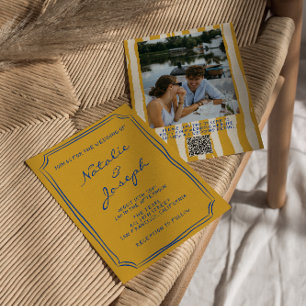 QR Code Italian Hand Written Photo Wedding Invitation