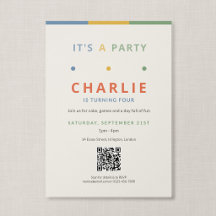 QR Code Its A Party Colourful Kids Birthday