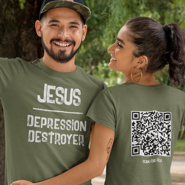 QR Code Jesus - Depression Destroyer Scriptures T-Shirt (Creator Uploaded)