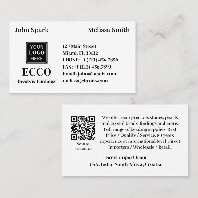 QR code Jewellery Business Monogram and Logo Moder Card (Front/Back)