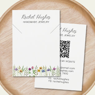 QR Code Jewellery Floral Necklace Display Card
