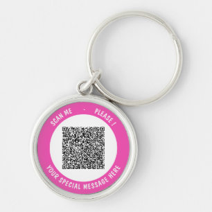 QR Code Keychain Gift Custom Text and Your Colours