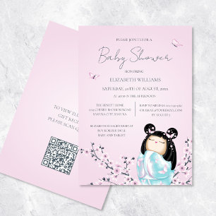 Qr Code   Kokeshi Doll Baby Shower Invitation