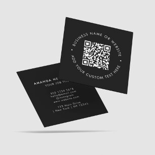 QR Code l Professional Black & White Marketing Square Business Card