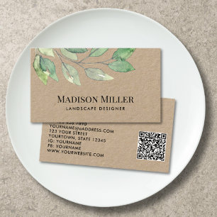QR Code Landscape Designer Greenery Business Card
