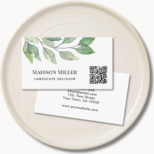 QR Code Landscape Designer Greenery  Business Card