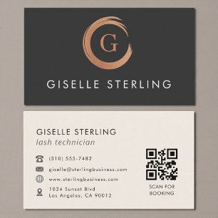 QR Code Lash Technician Modern Minimalist Business Card
