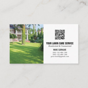 QR code Lawn Care business card with photos