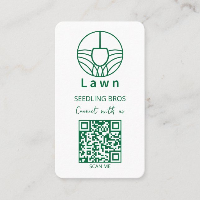 QR Code Lawn Care Connect With Us Business Card (Front)