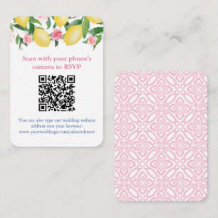 QR Code Lemons Pink And White Online RSVP Enclosure Card