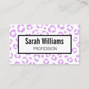 QR Code Lilac Leopard Print Business Card