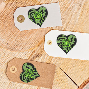 QR Code Lime Green And Black Groovy Squiggles Heart Sticker