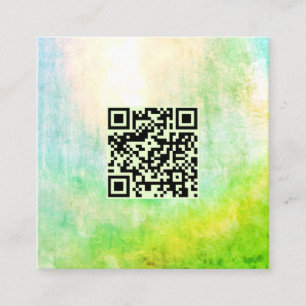 QR Code Lime Green Classy Unique Abstract Art Square Business Card