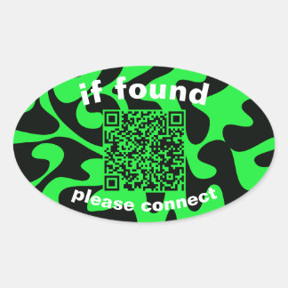 QR Code lime green cute lost found Oval Sticker
