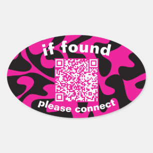 QR Code lime green cute lost found Oval Sticker