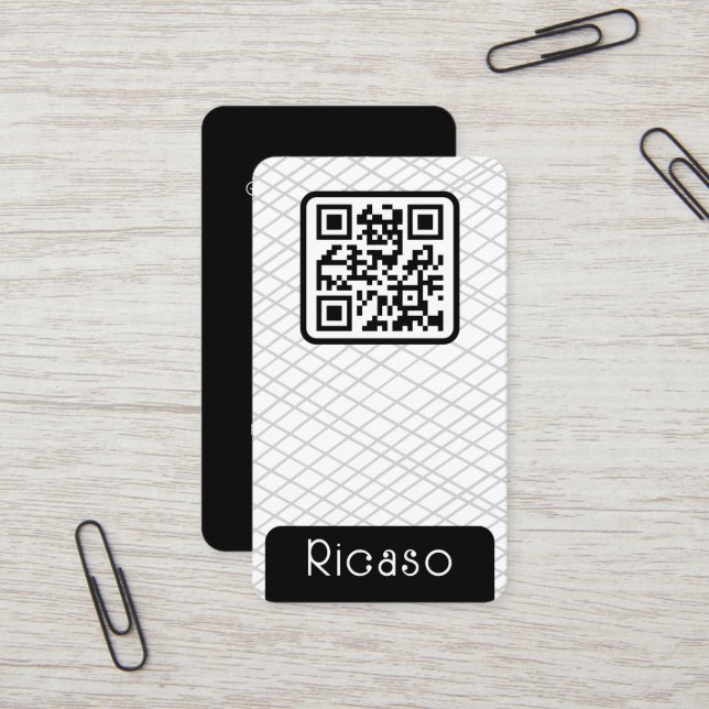 QR Code Lined Pattern Personalised Business Card (Front/Back In Situ)