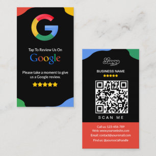 QR Code Link Black Google Review Enclosure Card