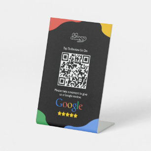QR Code Link Black Google Review  Pedestal Sign