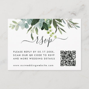 QR Code Link RSVP Eucalyptus Green Foliage Enclosure Card