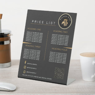 QR Code Lion Logo Business Scan for Menu Pedestal Sign