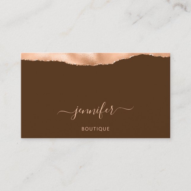  QR Code Logo Abstract Copper Peach Brown Business Card (Front)