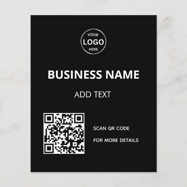 QR Code  Logo Black Modern Flyer (Front)
