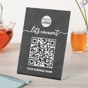 QR Code Logo Black Scan to connect Pedestal Sign