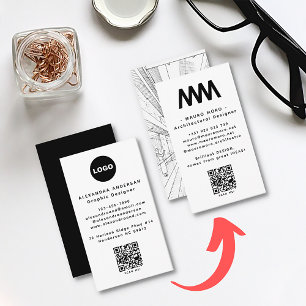 QR Code Logo Black White Minimalist Modern Business Card