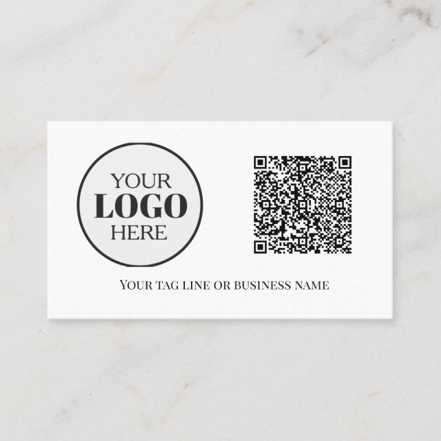 QR Code Logo Black White Modern Business Card (Front)