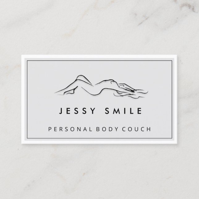 QR CODE Logo Body Sculpting Massage Care Grey Business Card (Front)