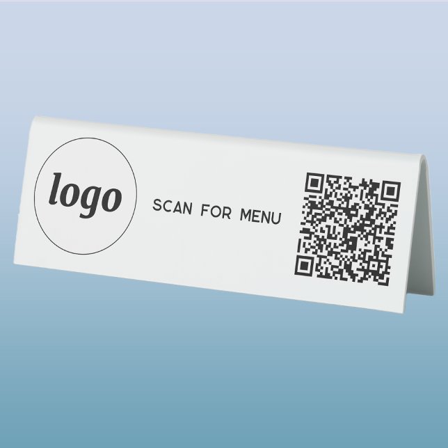 QR Code Logo Business Scan for Menu (Logo QR code scan for menu business table tent sign for cafe restaurant shop store)