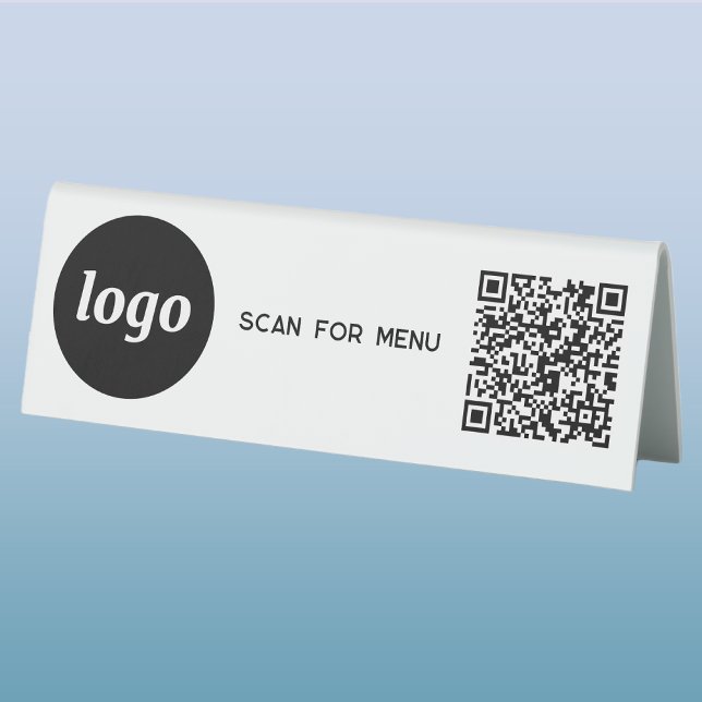 QR Code Logo Business Scan for Menu (Logo QR code Scan for Menu table tent sign for care bar restaurant and other business)