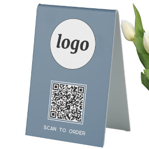 QR Code Logo Business Scan to Order Dusty Blue