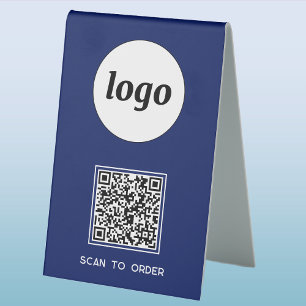QR Code Logo Business Scan to Order Navy Blue