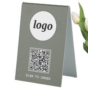 QR Code Logo Business Scan to Order Sage Green