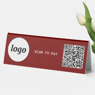 QR Code Logo Business Scan to Pay Burgundy Red