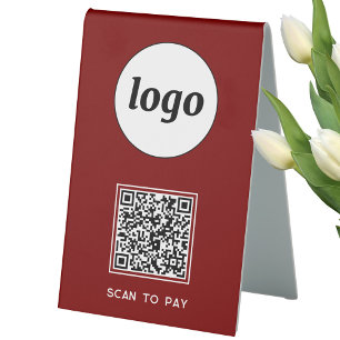 QR Code Logo Business Scan to Pay Burgundy Red