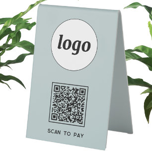 QR Code Logo Business Scan to Pay Dusty Blue