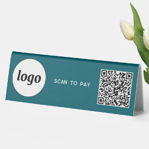 QR Code Logo Business Scan to Pay Teal Green