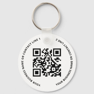 QR Code Logo Business White Key Ring