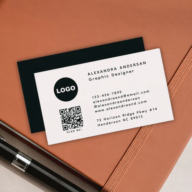 QR Code Logo Consultant Modern Minimal Business Card | Zazzle