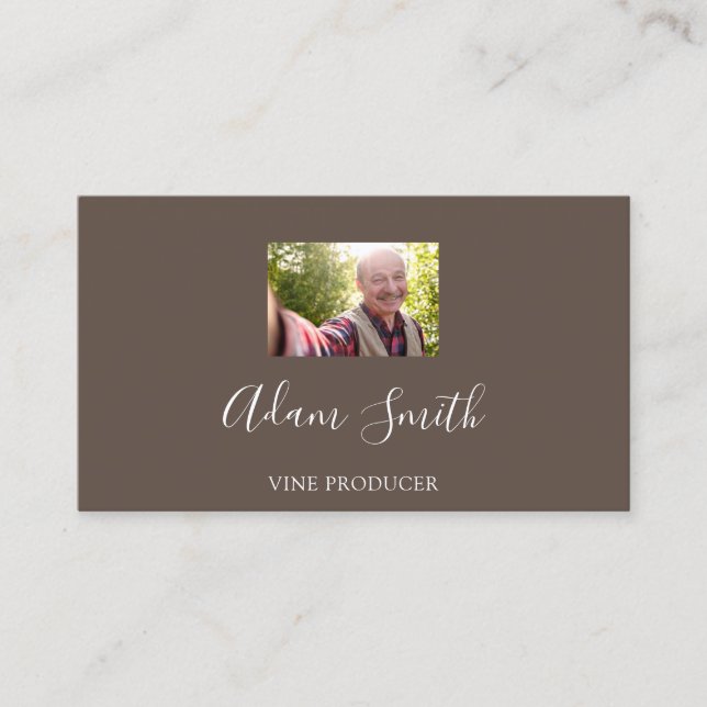 QR Code Logo Custom Custom Photo Brown  Business Card (Front)