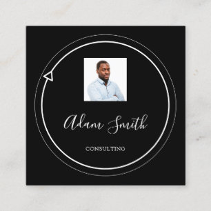 QR Code Logo Custom Custom Photo Consulting Black Square Business Card