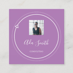 QR Code Logo Custom Custom Photo Consulting Purple Square Business Card