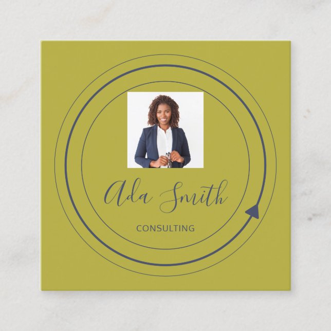 QR Code Logo Custom Custom Photo ConsultingMustard Square Business Card (Front)