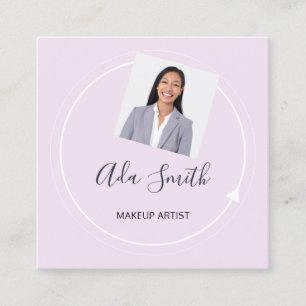 QR Code Logo Custom Custom Photo Makeup Pink Square Business Card