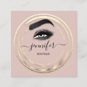 QR Code Logo Glitter Gold Rose Eyelash Skin Square Business Card