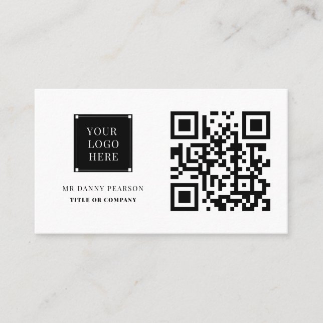 QR Code Logo Modern minimal Professional business  Card (Front)